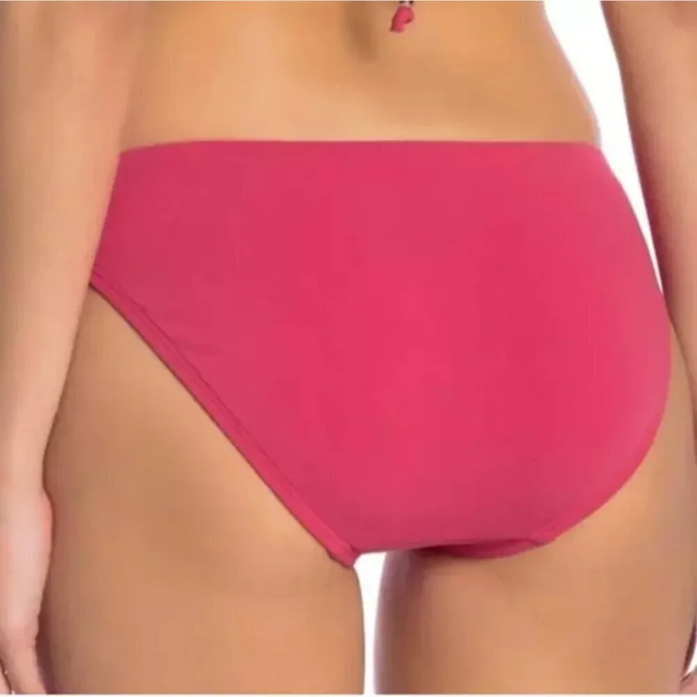 NWT Robin Piccone Luca Adjustable Side Tie Bikini Bottom in Pink Punch Sz. M
